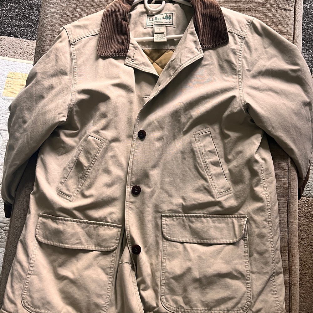 L.L. Bean Women’s  Beige Jacket with Dark Brown Collar